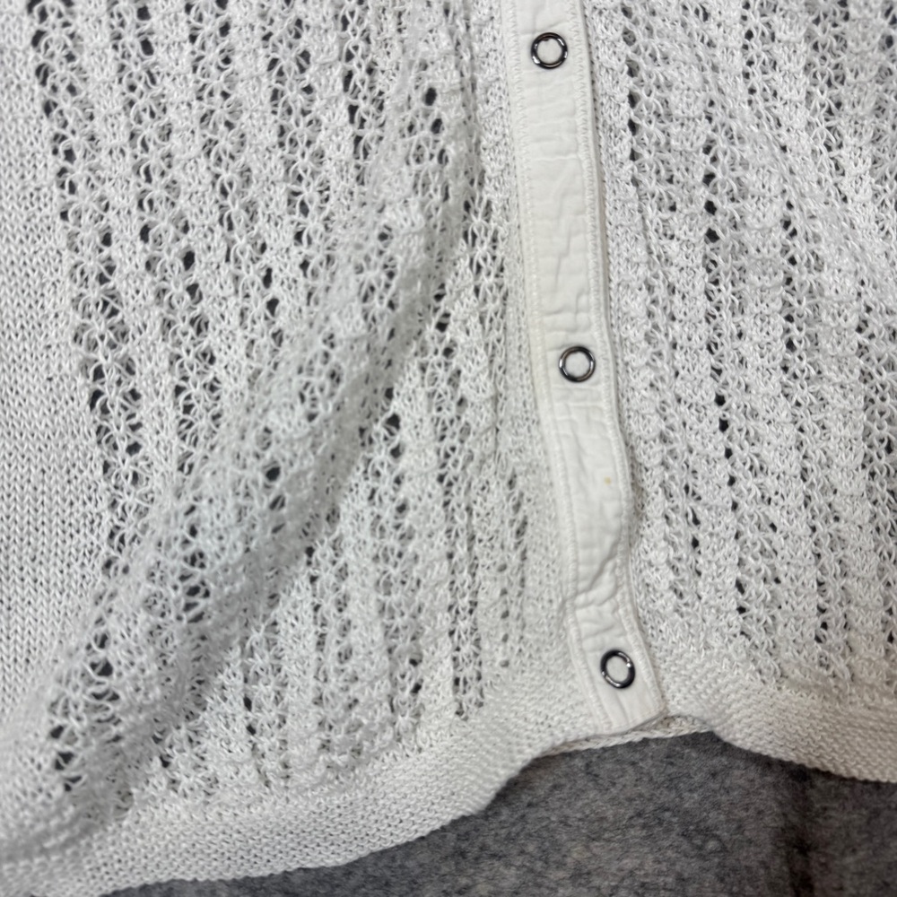 Lafayette 148 Hemp White Open Knit Cardigan Size XL Button Front Sweater Chic - Picture 5 of 15
